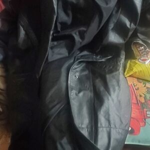 Winlet Leather And Suede Vintage Black Women's Trench Coat Small